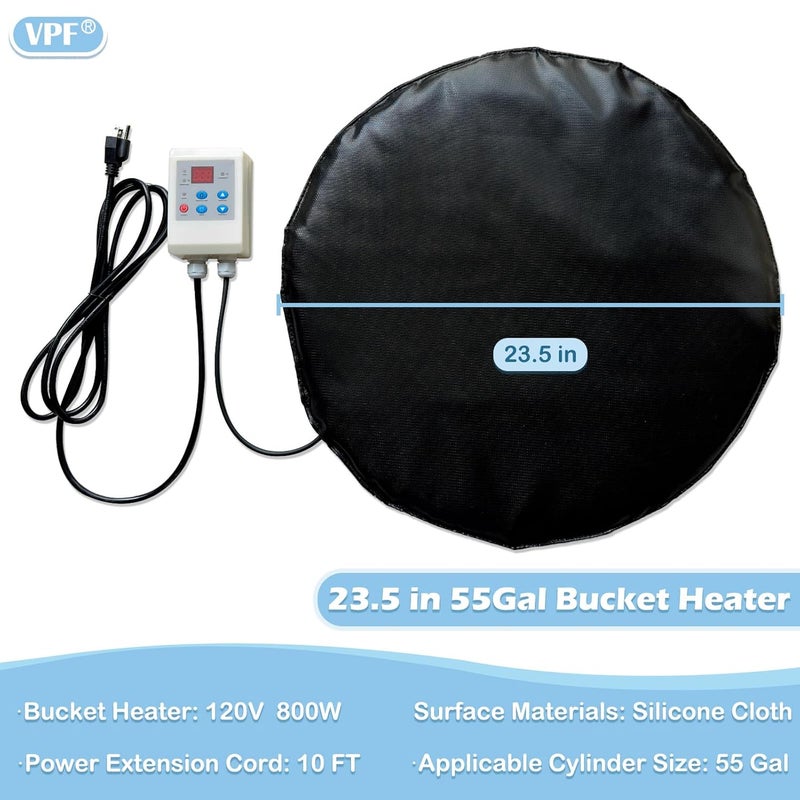 VPF 800W Bottom-Mounted Drum Heater Pad - Industrial Propane Tank Warmer with Precision Thermostat, Waterproof Design for 55-Gallon Drums & Barrels - Image 2